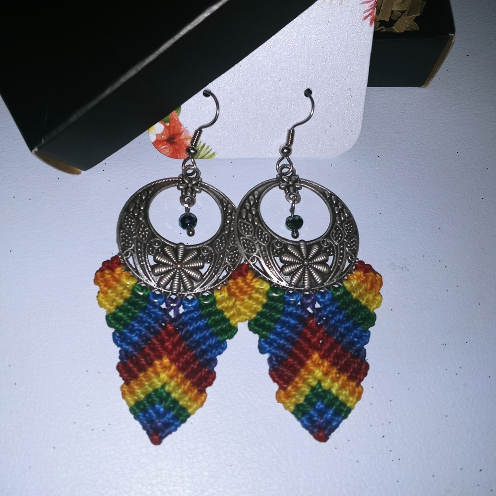 Rainbow.crochet.earrings